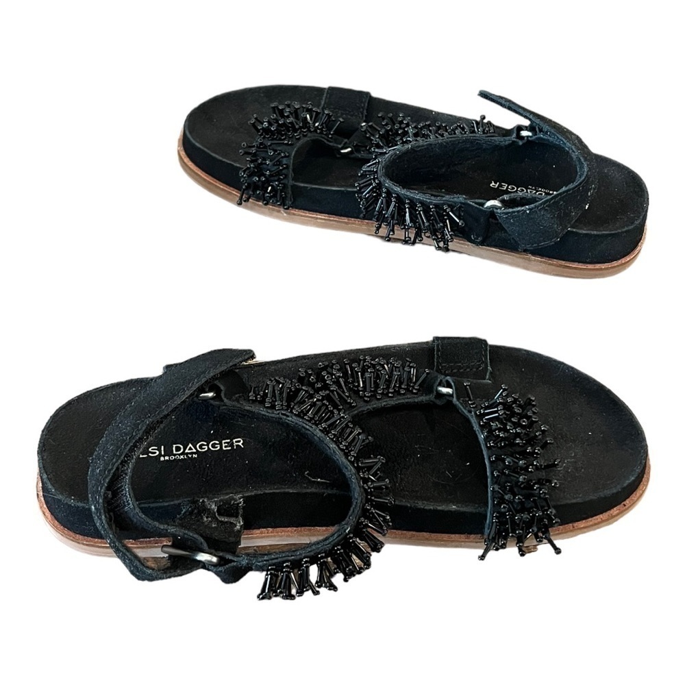 ANTHROPOLOGIE KELSI DAGGER Brooklyn Spark Black Suede Beaded Sandals Size 9 NEW - Picture 6 of 7